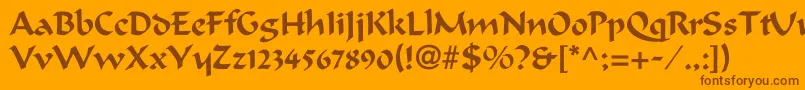 Calligrapherc-Schriftart – Braune Schriften auf orangefarbenem Hintergrund