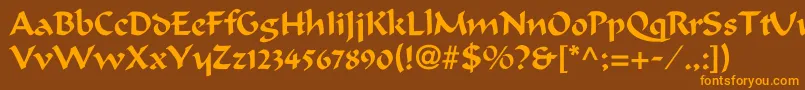 Calligrapherc-Schriftart – Orangefarbene Schriften auf braunem Hintergrund
