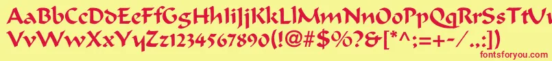 Calligrapherc-fontti – punaiset fontit keltaisella taustalla