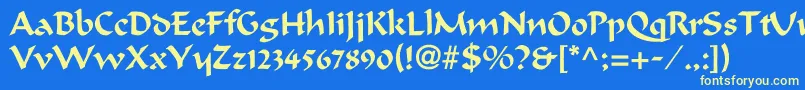 Calligrapherc Font – Yellow Fonts on Blue Background