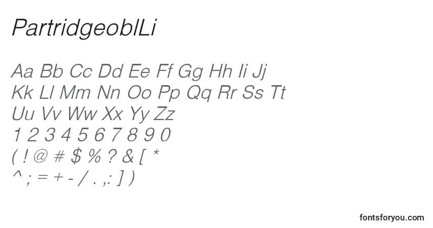 Schriftart PartridgeoblLi – Alphabet, Zahlen, spezielle Symbole