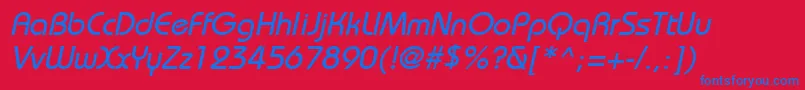 Czcionka BordeauxmediumItalic – niebieskie czcionki na czerwonym tle