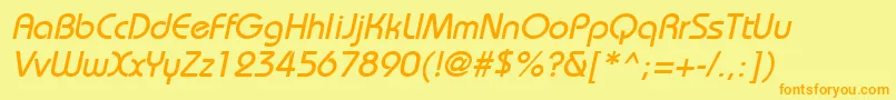 BordeauxmediumItalic-fontti – oranssit fontit keltaisella taustalla