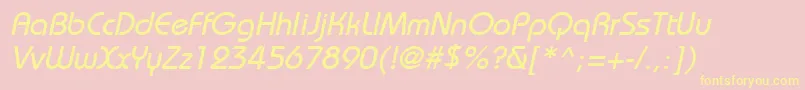 Fonte BordeauxmediumItalic – fontes amarelas em um fundo rosa