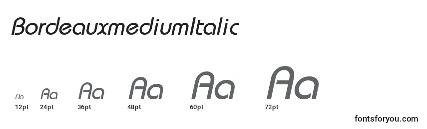 Размеры шрифта BordeauxmediumItalic