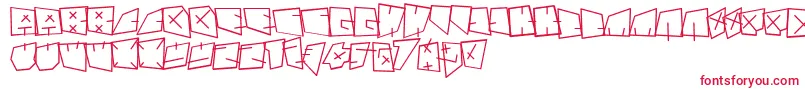 Andregestauchtbold-Schriftart – Rote Schriften auf weißem Hintergrund