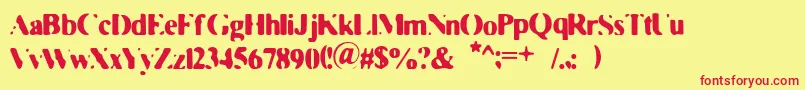 Fdmviestr Font – Red Fonts on Yellow Background