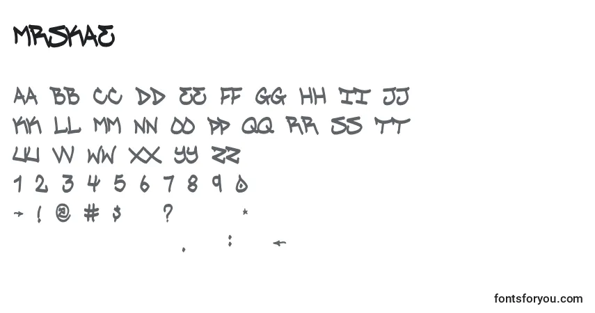A fonte MrSkae – alfabeto, números, caracteres especiais