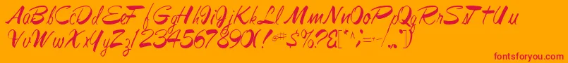 フォントJesabellfont72Regular – オレンジの背景に赤い文字