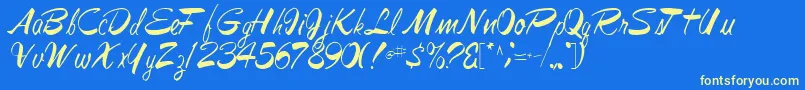 Jesabellfont72Regular Font – Yellow Fonts on Blue Background