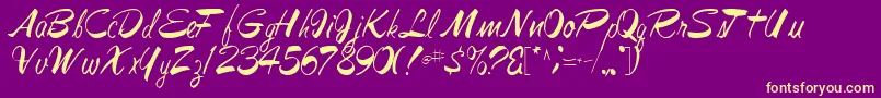 Jesabellfont72Regular-Schriftart – Gelbe Schriften auf violettem Hintergrund