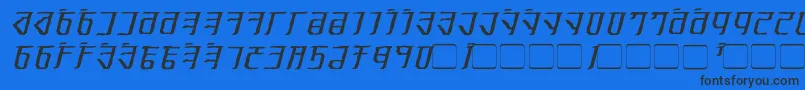 フォントExoditeDistressedItalic – 黒い文字の青い背景