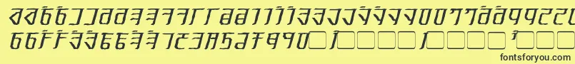 ExoditeDistressedItalic-Schriftart – Schwarze Schriften auf gelbem Hintergrund