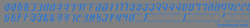 ExoditeDistressedItalic-Schriftart – Blaue Schriften auf grauem Hintergrund