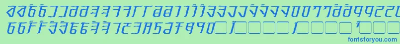 ExoditeDistressedItalic-fontti – siniset fontit vihreällä taustalla