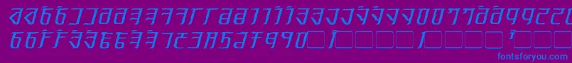 ExoditeDistressedItalic-Schriftart – Blaue Schriften auf violettem Hintergrund