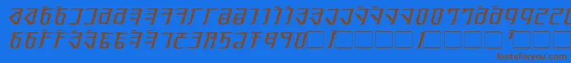 ExoditeDistressedItalic-Schriftart – Braune Schriften auf blauem Hintergrund
