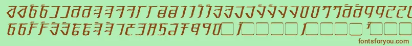 ExoditeDistressedItalic-Schriftart – Braune Schriften auf grünem Hintergrund