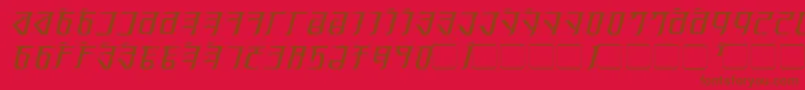 ExoditeDistressedItalic-fontti – ruskeat fontit punaisella taustalla