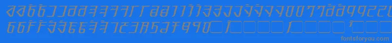 フォントExoditeDistressedItalic – 青い背景に灰色の文字