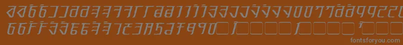 ExoditeDistressedItalic-fontti – harmaat kirjasimet ruskealla taustalla