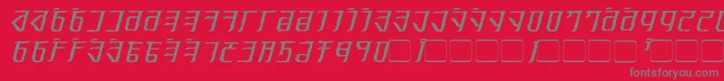 フォントExoditeDistressedItalic – 赤い背景に灰色の文字