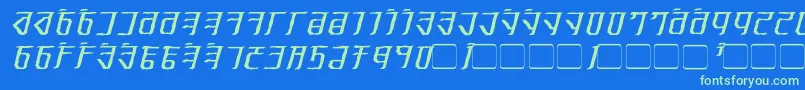 ExoditeDistressedItalic-Schriftart – Grüne Schriften auf blauem Hintergrund