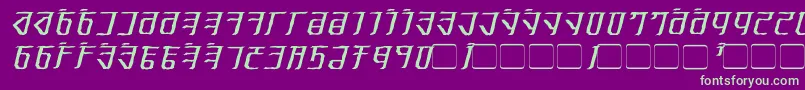 フォントExoditeDistressedItalic – 紫の背景に緑のフォント