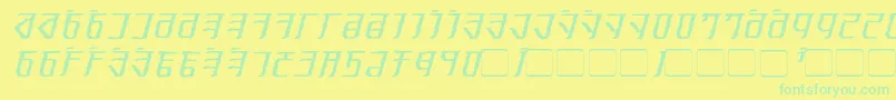 フォントExoditeDistressedItalic – 黄色い背景に緑の文字