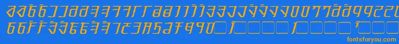 ExoditeDistressedItalic-Schriftart – Orangefarbene Schriften auf blauem Hintergrund
