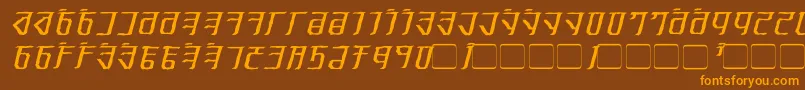 ExoditeDistressedItalic-Schriftart – Orangefarbene Schriften auf braunem Hintergrund