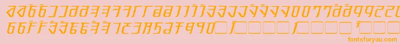 フォントExoditeDistressedItalic – オレンジの文字がピンクの背景にあります。