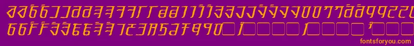 ExoditeDistressedItalic-fontti – oranssit fontit violetilla taustalla