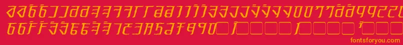 フォントExoditeDistressedItalic – 赤い背景にオレンジの文字