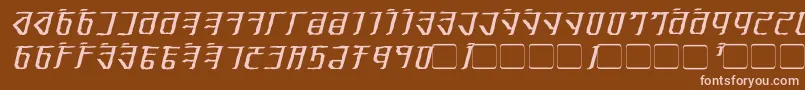 ExoditeDistressedItalic-fontti – vaaleanpunaiset fontit ruskealla taustalla