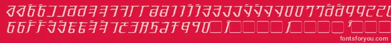 ExoditeDistressedItalic-fontti – vaaleanpunaiset fontit punaisella taustalla