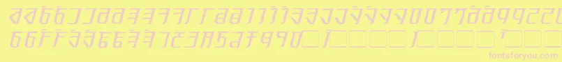 Czcionka ExoditeDistressedItalic – różowe czcionki na żółtym tle