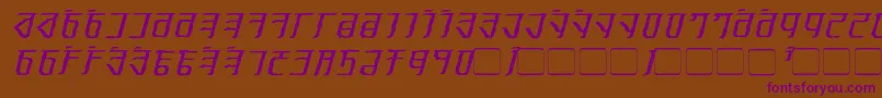 Czcionka ExoditeDistressedItalic – fioletowe czcionki na brązowym tle