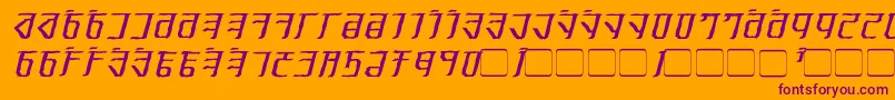 ExoditeDistressedItalic-Schriftart – Violette Schriften auf orangefarbenem Hintergrund