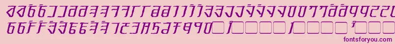 フォントExoditeDistressedItalic – ピンクの背景に紫のフォント