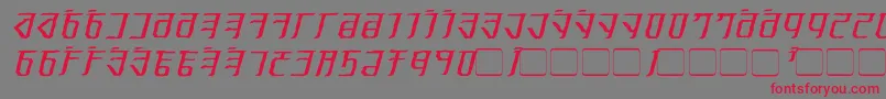 ExoditeDistressedItalic-Schriftart – Rote Schriften auf grauem Hintergrund