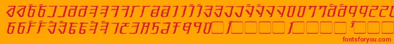 ExoditeDistressedItalic-Schriftart – Rote Schriften auf orangefarbenem Hintergrund