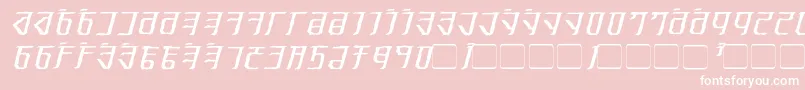 ExoditeDistressedItalic-fontti – valkoiset fontit vaaleanpunaisella taustalla