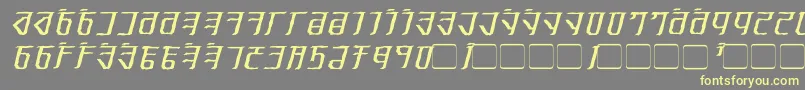 ExoditeDistressedItalic-fontti – keltaiset fontit harmaalla taustalla