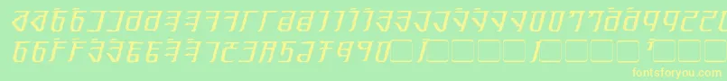 ExoditeDistressedItalic-fontti – keltaiset fontit vihreällä taustalla