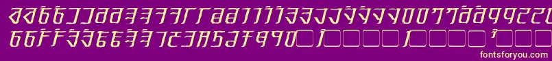 フォントExoditeDistressedItalic – 紫の背景に黄色のフォント