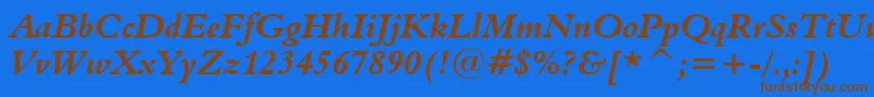 Aldine401BoldItalicBt Font – Brown Fonts on Blue Background