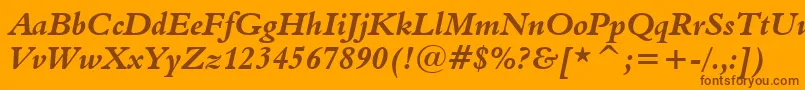 Aldine401BoldItalicBt-Schriftart – Braune Schriften auf orangefarbenem Hintergrund