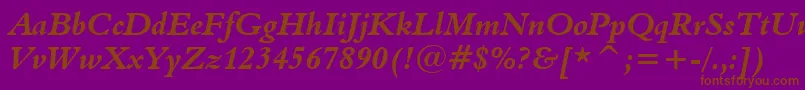 Aldine401BoldItalicBt Font – Brown Fonts on Purple Background