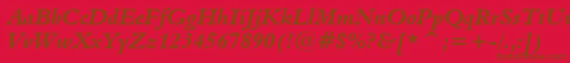 Aldine401BoldItalicBt-fontti – ruskeat fontit punaisella taustalla